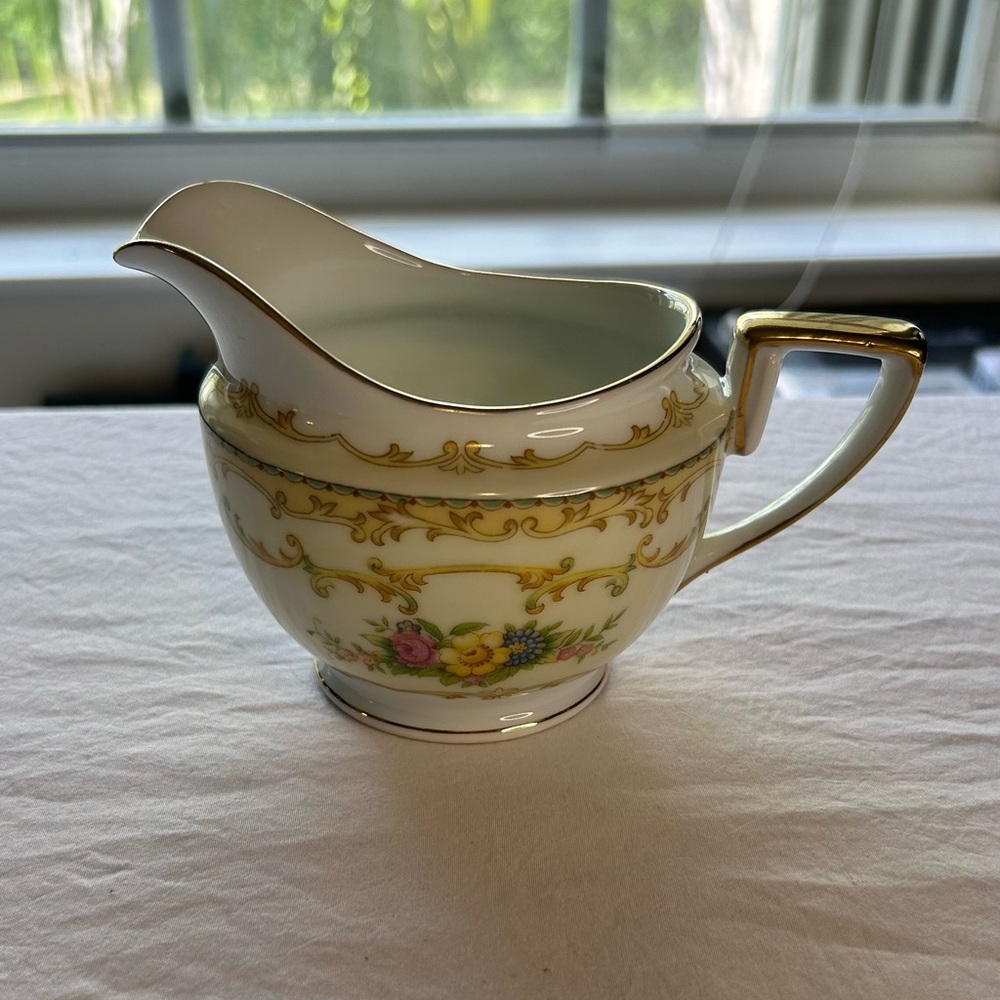 Vintage Noritake Cream and Gold Floral creamer
